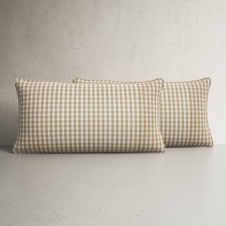 Limone Plaid Polyester Indoor Outdoor Lumbar Throw Pillow Birch Lane